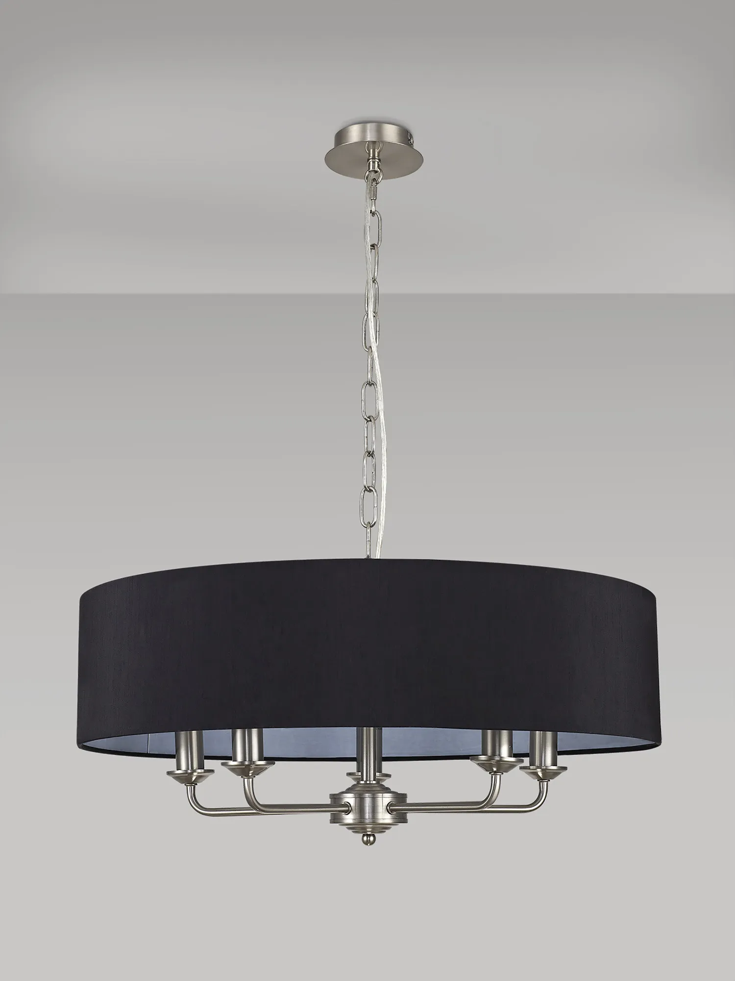 Banyan 60cm 5 Light Pendant Satin Nickel; Black DK0060  Deco Banyan SN BL